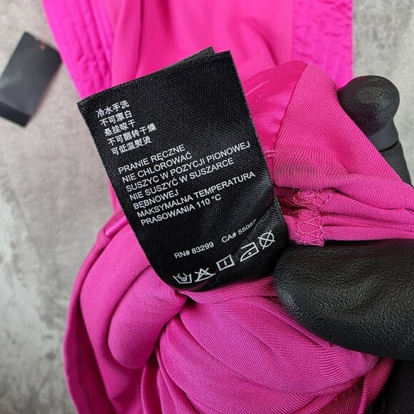 Bebe Dress Womens Size XL Pink Halter Open Back Pencil Rose Violet NWT Midi - Picture 11 of 14